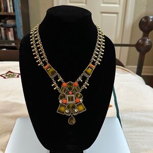 Silpada Elegant Gold tiger eye and Orange Statement Necklace NWT